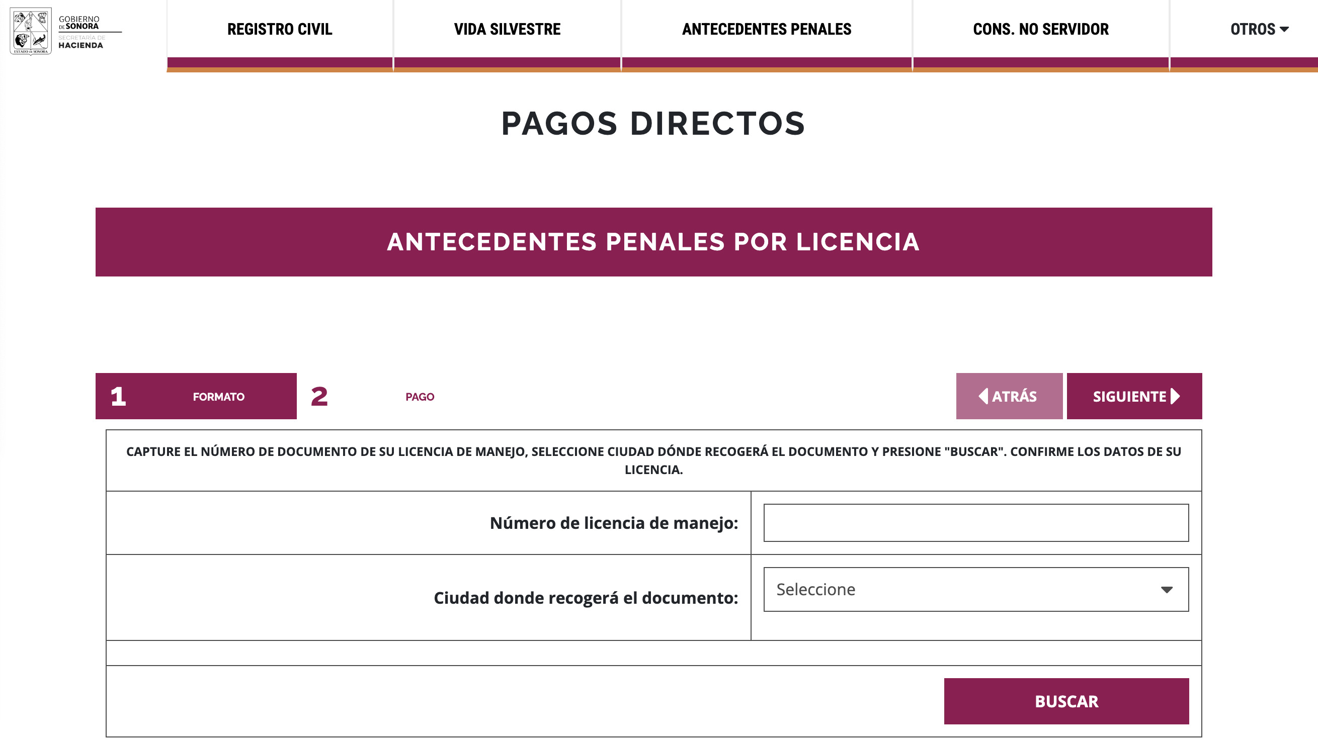 carta de no antecedentes penales en sonora