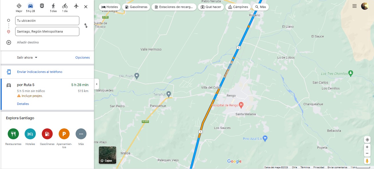 Google Maps tacos en la carretera