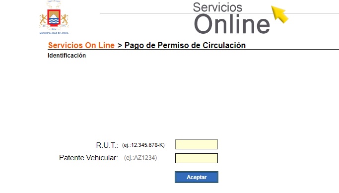 Botón de pago permiso circulación Arica