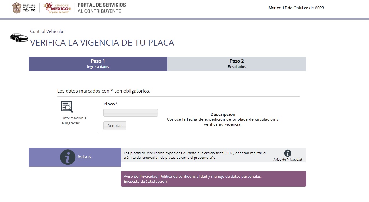 Cómo saber vigencia de placas en Edomex