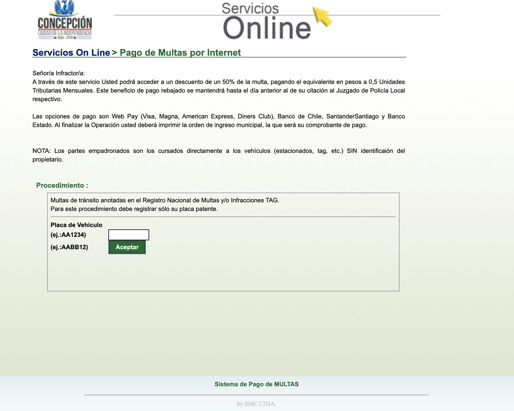 Multas por vías exclusivas en Concepción: pagar online