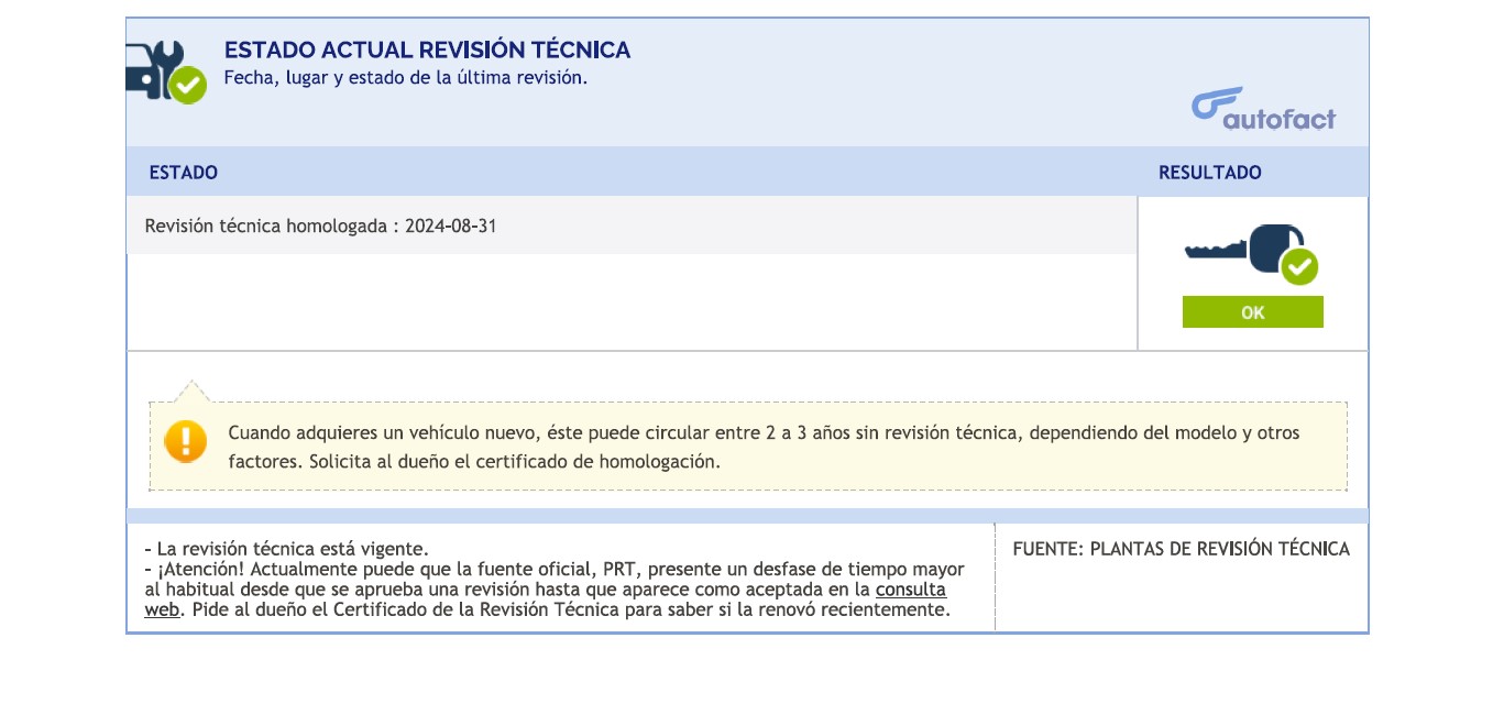 Saber si un vehículo tiene certificado de homologación o revisión técnica