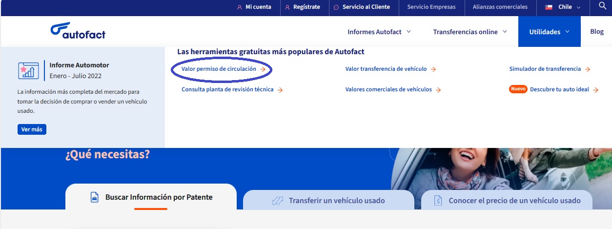 Como saber el valor del permiso de circulación en Autofact