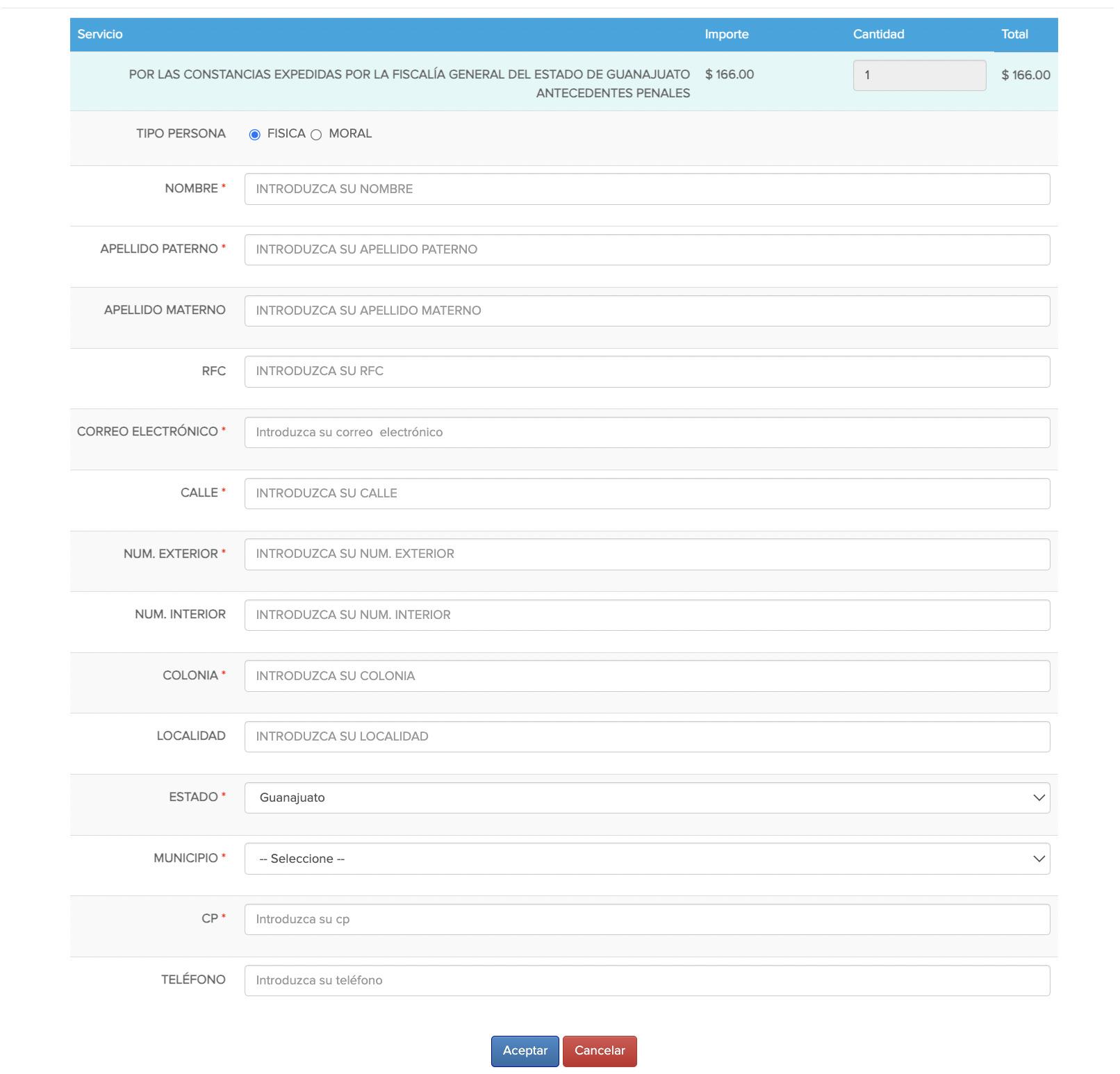 Carta de antecedentes no penales Guanajuato