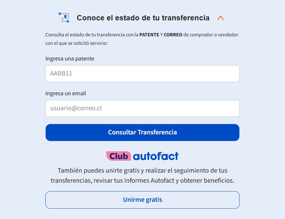 seguimiento de transferencia Autofact