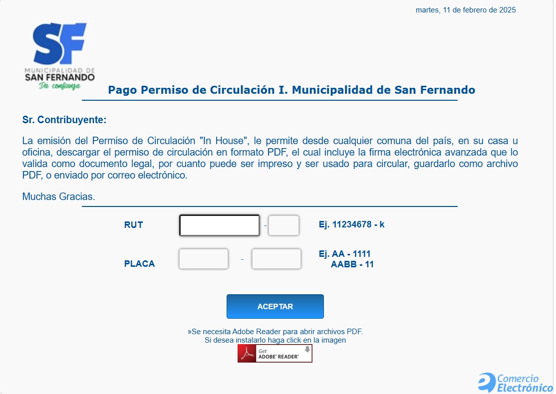 portal de pago permiso de circulación san fernando