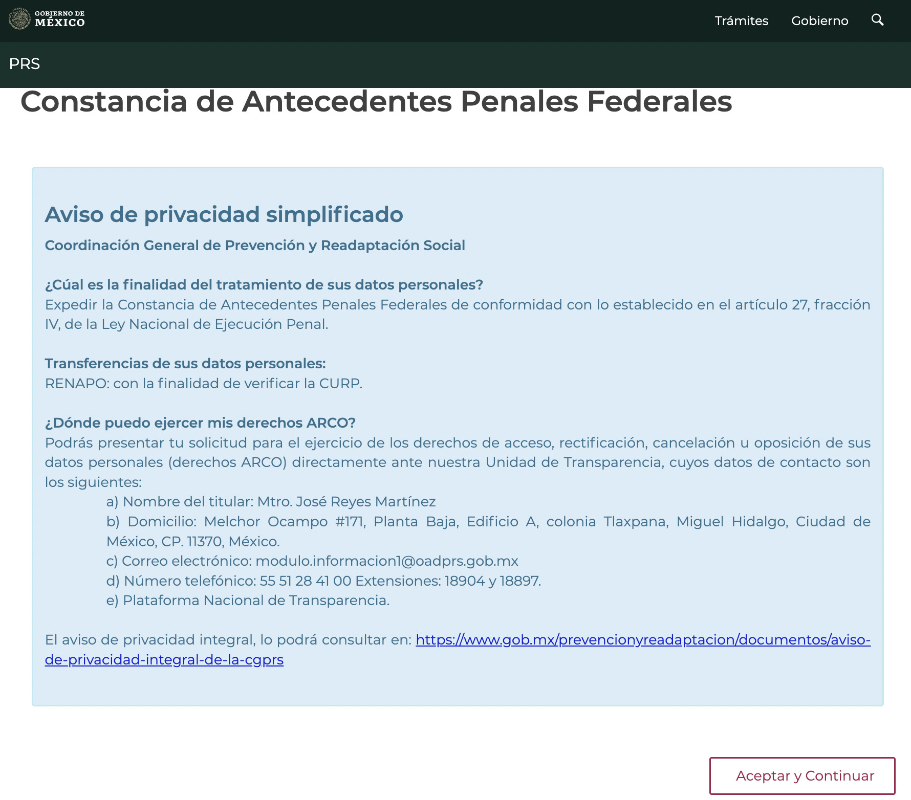 Antecedentes no penales federal