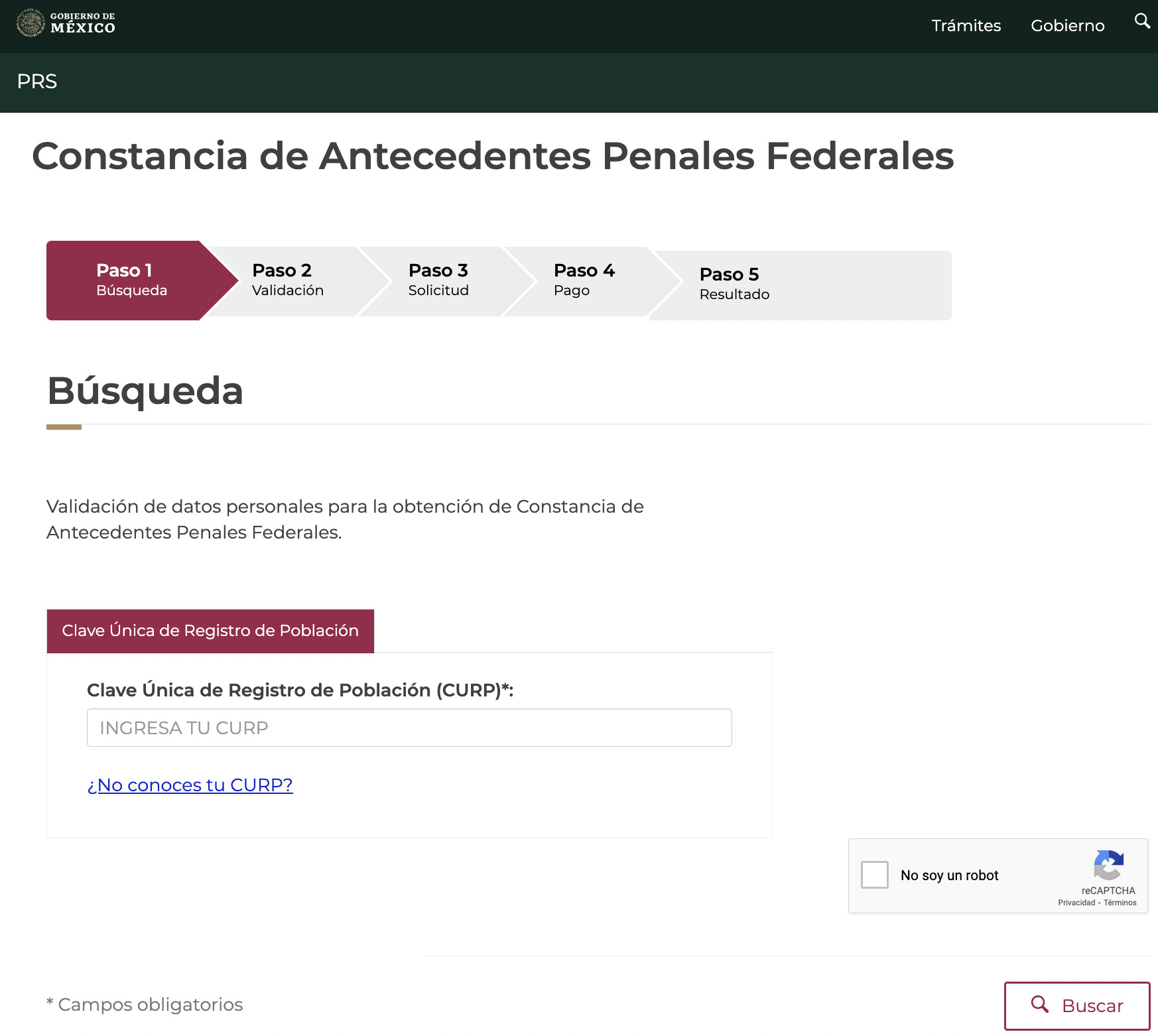 Antecedentes no penales federal