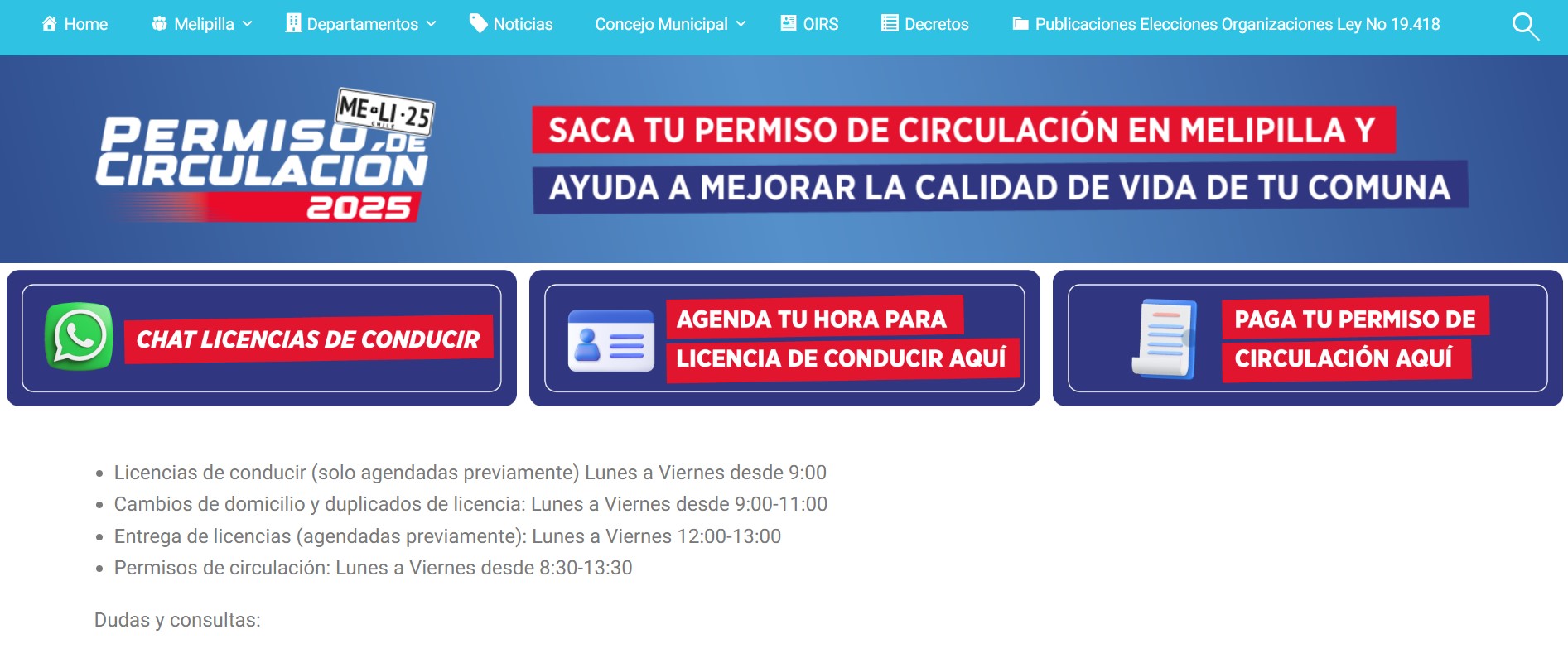 permiso de circulación online Melipilla 2025