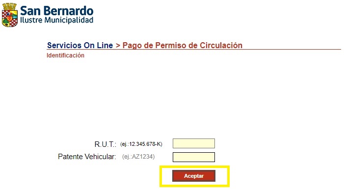 Pago online de permiso en San Bernardo