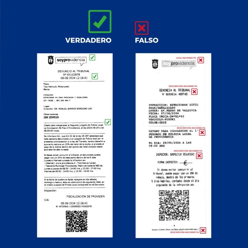 multa de tránsito falsa en Providencia