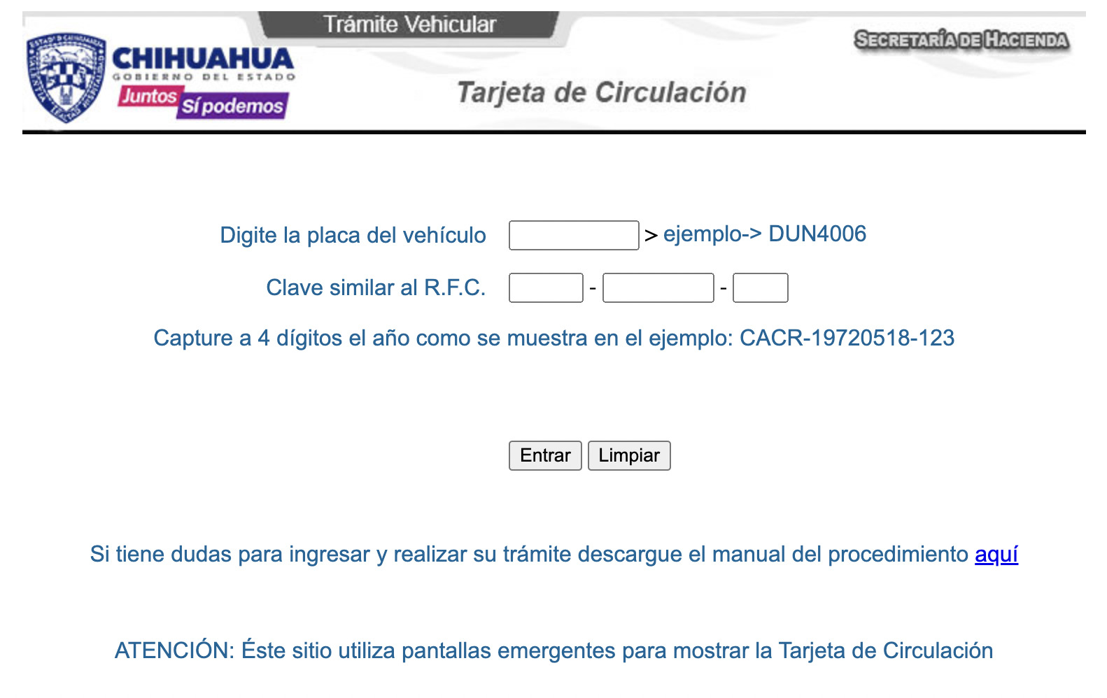Tarjeta de circulación en Chihuahua