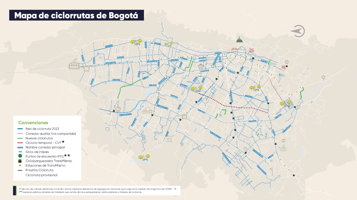 mapa de ciclorrutas en bogotá