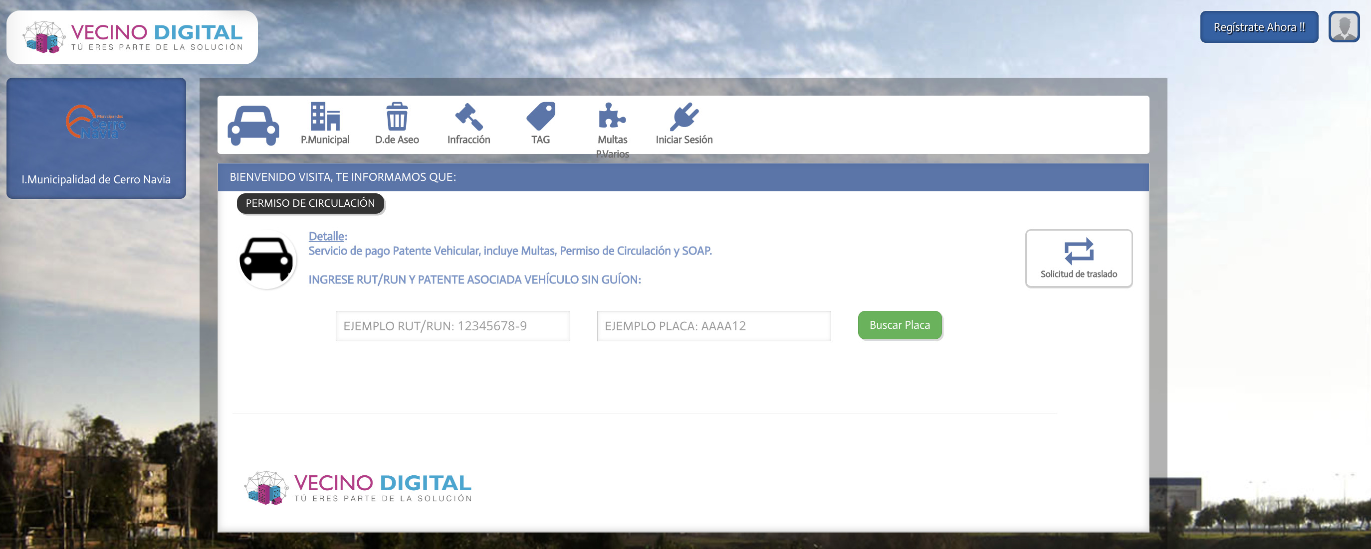 Permiso de circulación en Cerro Navia