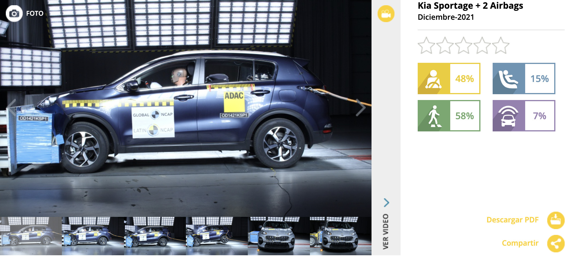 los autos menos seguros que se comercializan en chile: kia sportage