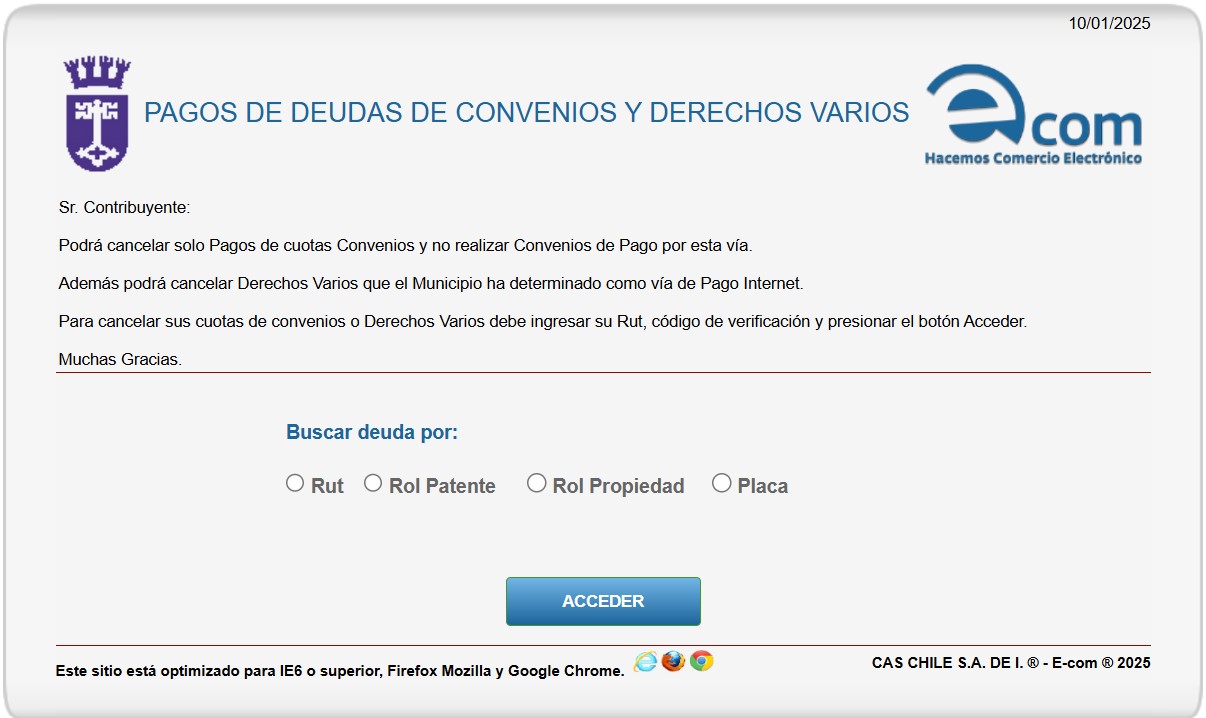 plataforma de pago multas TAG estación central