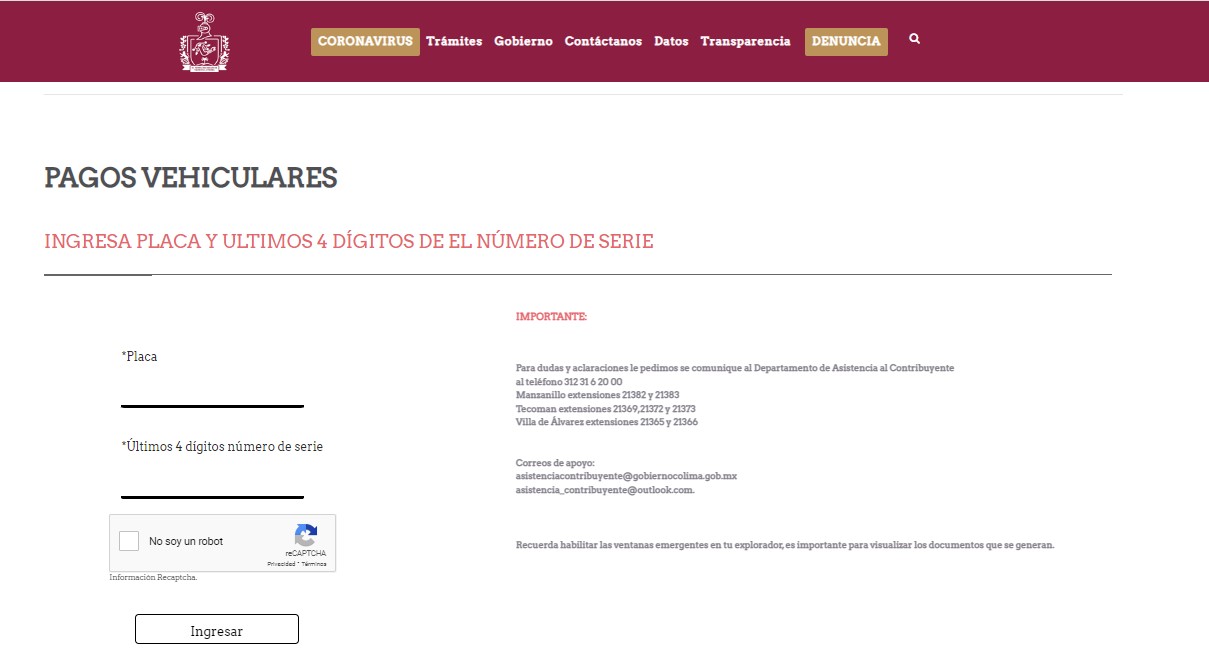 Consultar tenencia en Colima