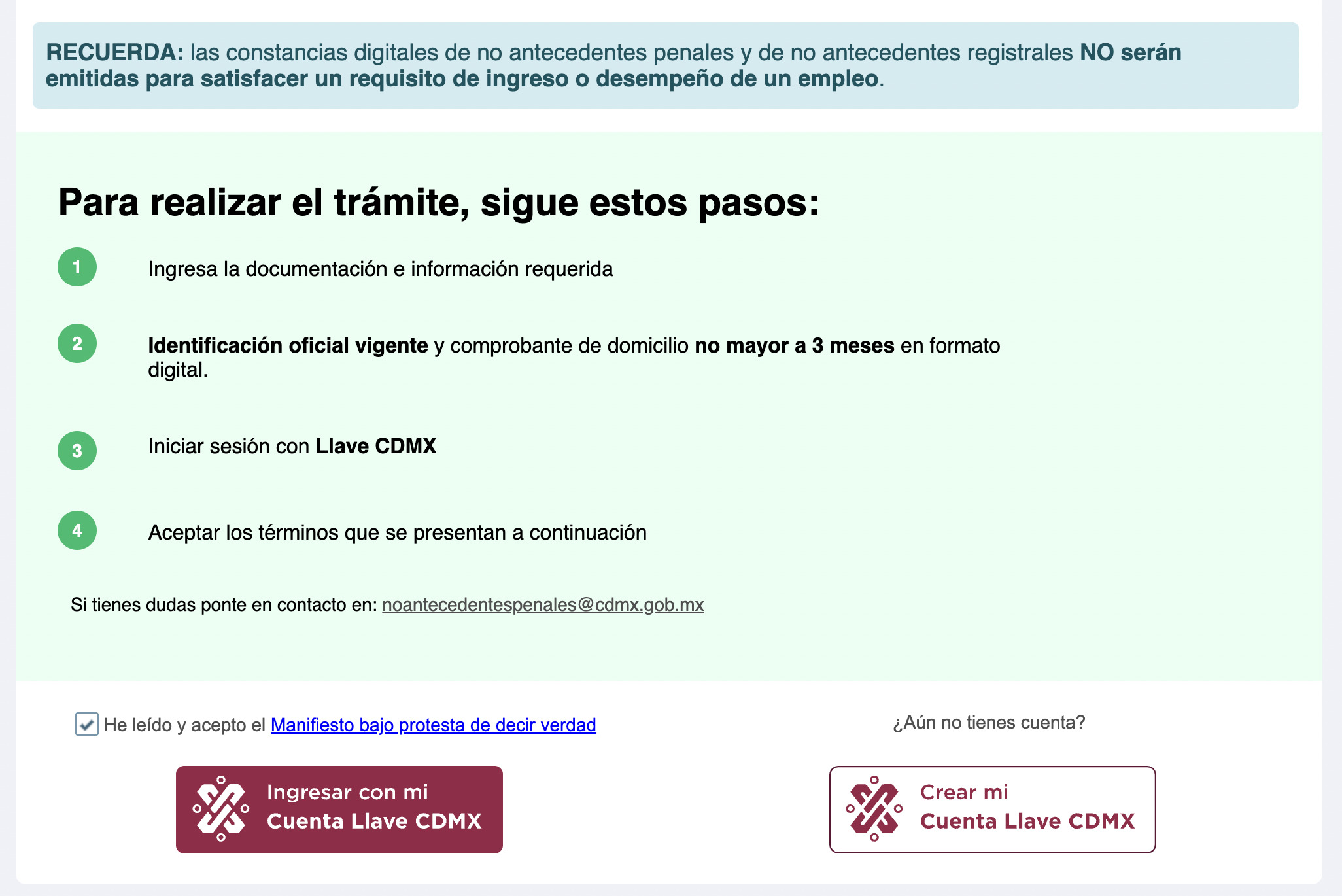 Constancia de antecedentes no penales en CDMX