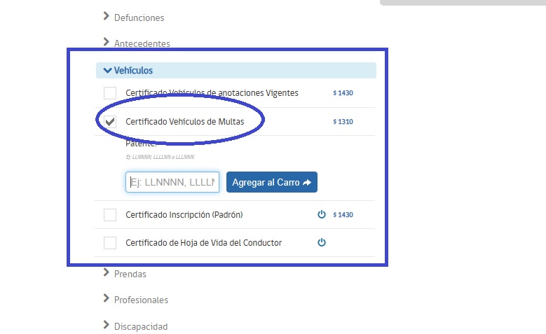 Registro Civil, obtener Certificado Multas No Pagadas