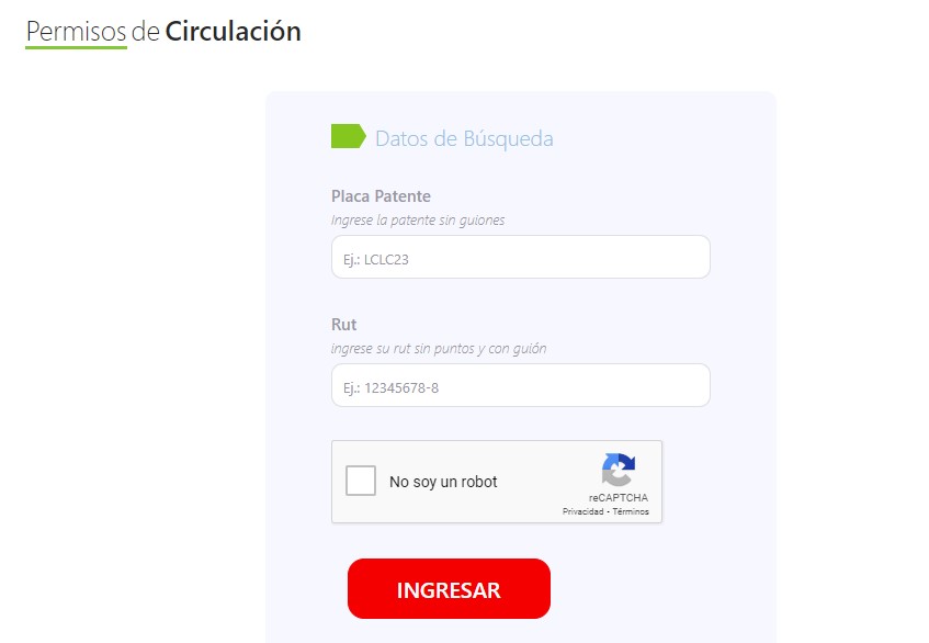 Pagar el permiso de circulación por internet