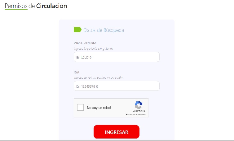 Botón pago permiso en Las Condes