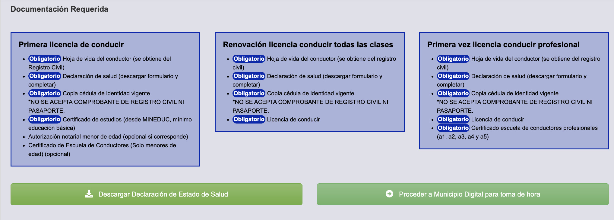 Licencia de conducir en Colina pedir hora online
