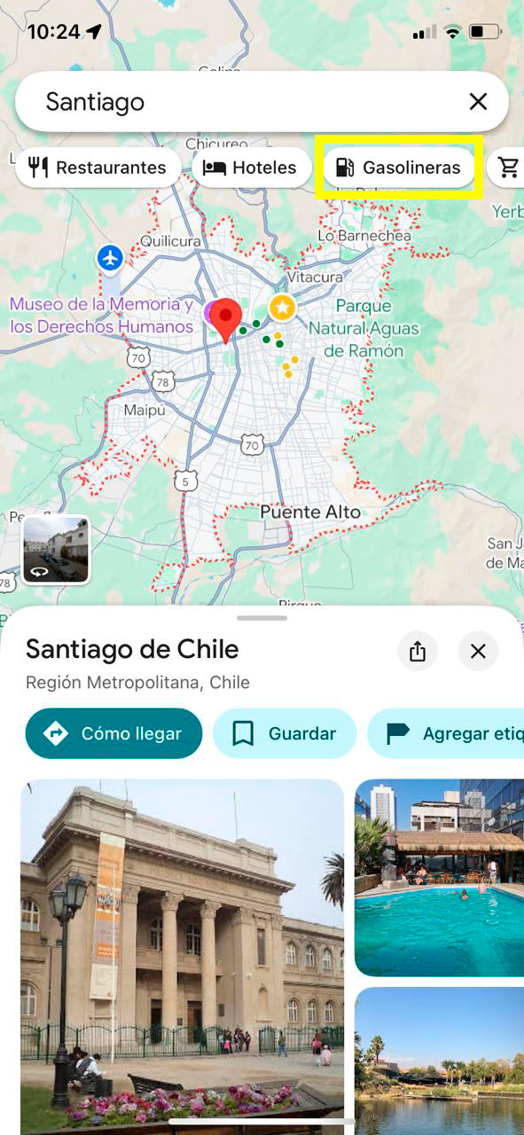 Gasolineras en Chile en 2025: buscar en google maps