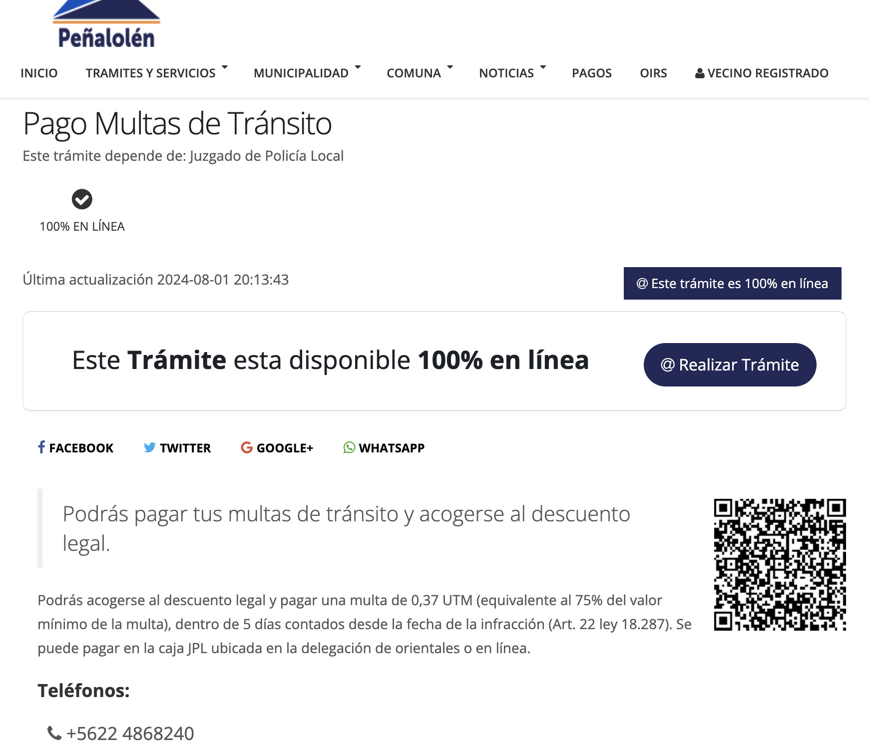 Pagar multas de tránsito y TAG en Peñalolén