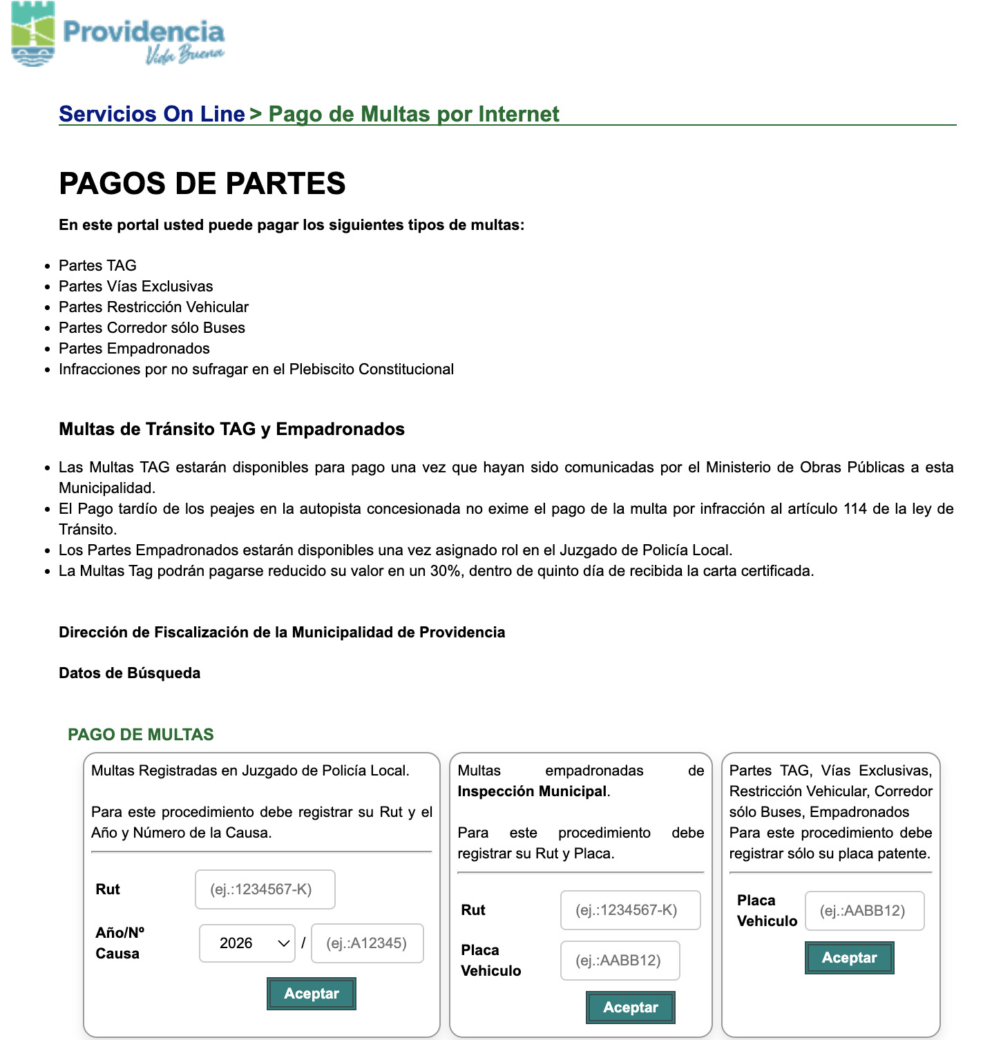 Pagar multa en el Juzgado de Policía Local en Providencia online