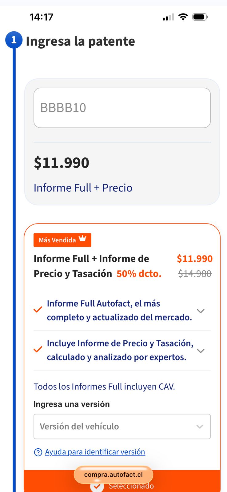 Información de auto por patente: informe autofact