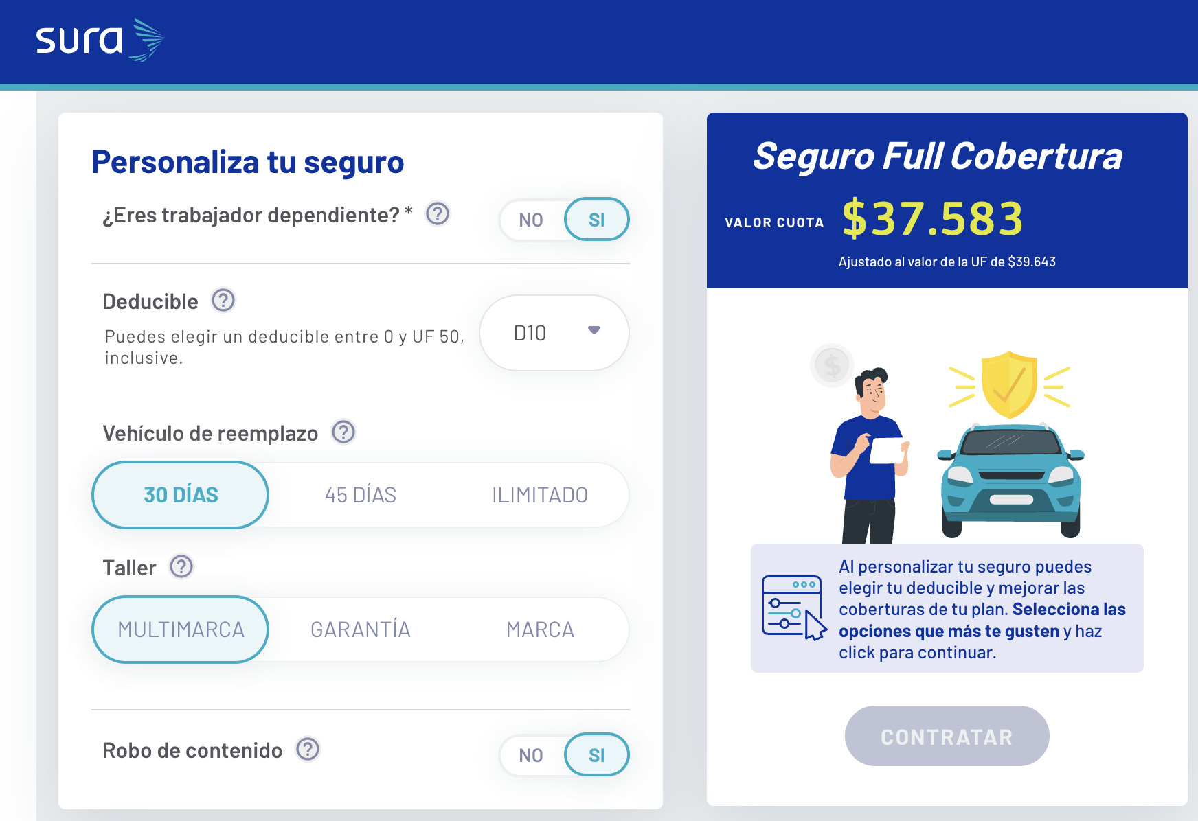 Simulador de seguro automotriz: sura