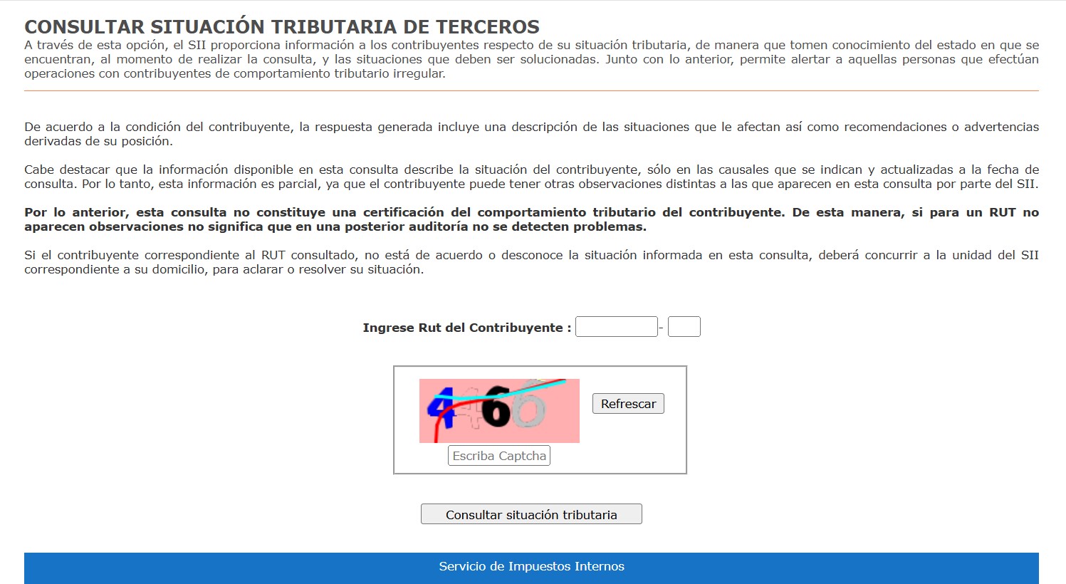 Consultar la situación tributaria de terceros