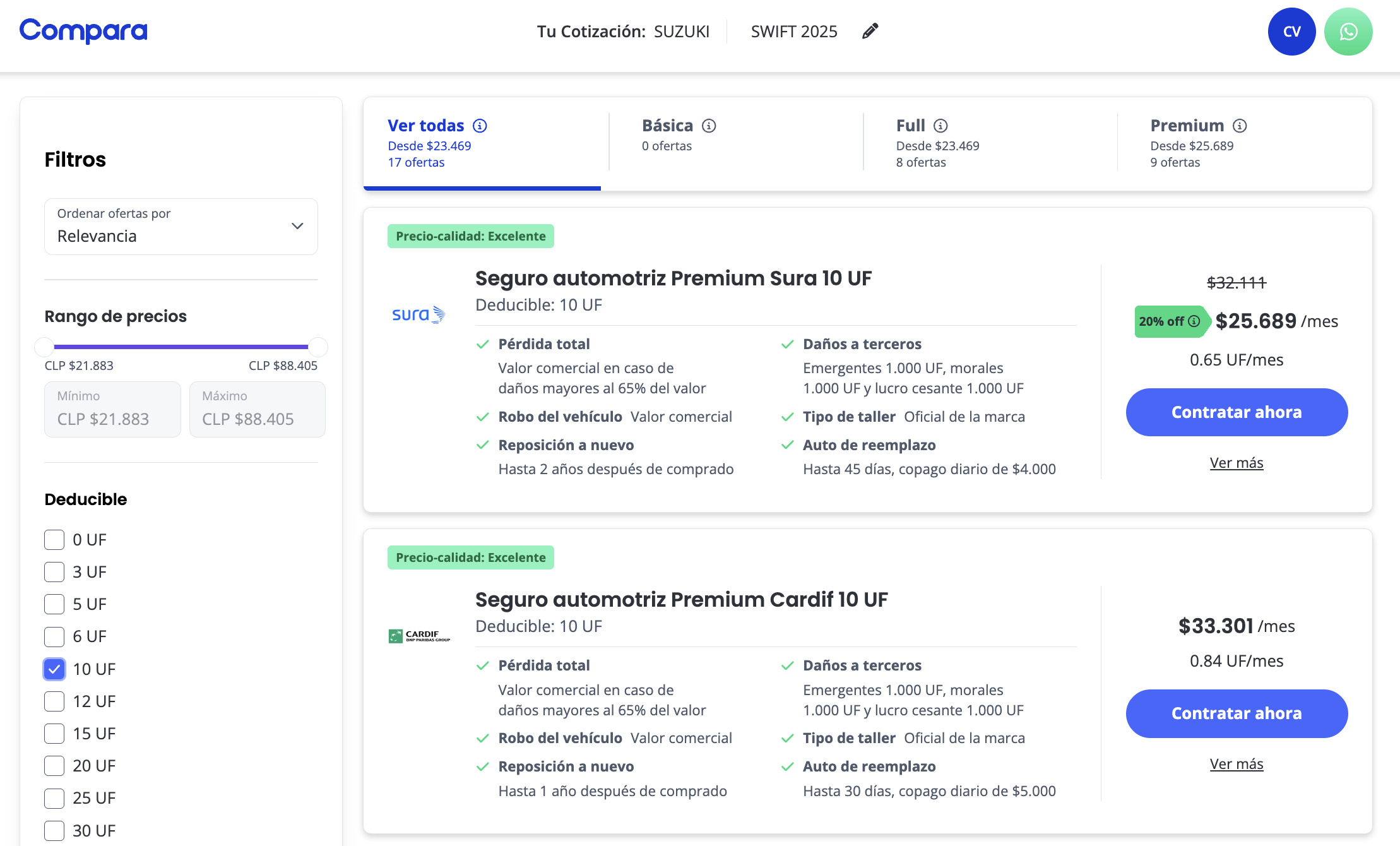 Simulador de seguro automotriz: compara online