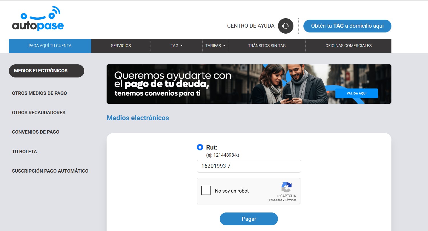 Pagar TAG Santiago - Lampa Autopista Nueva Aconcagua 