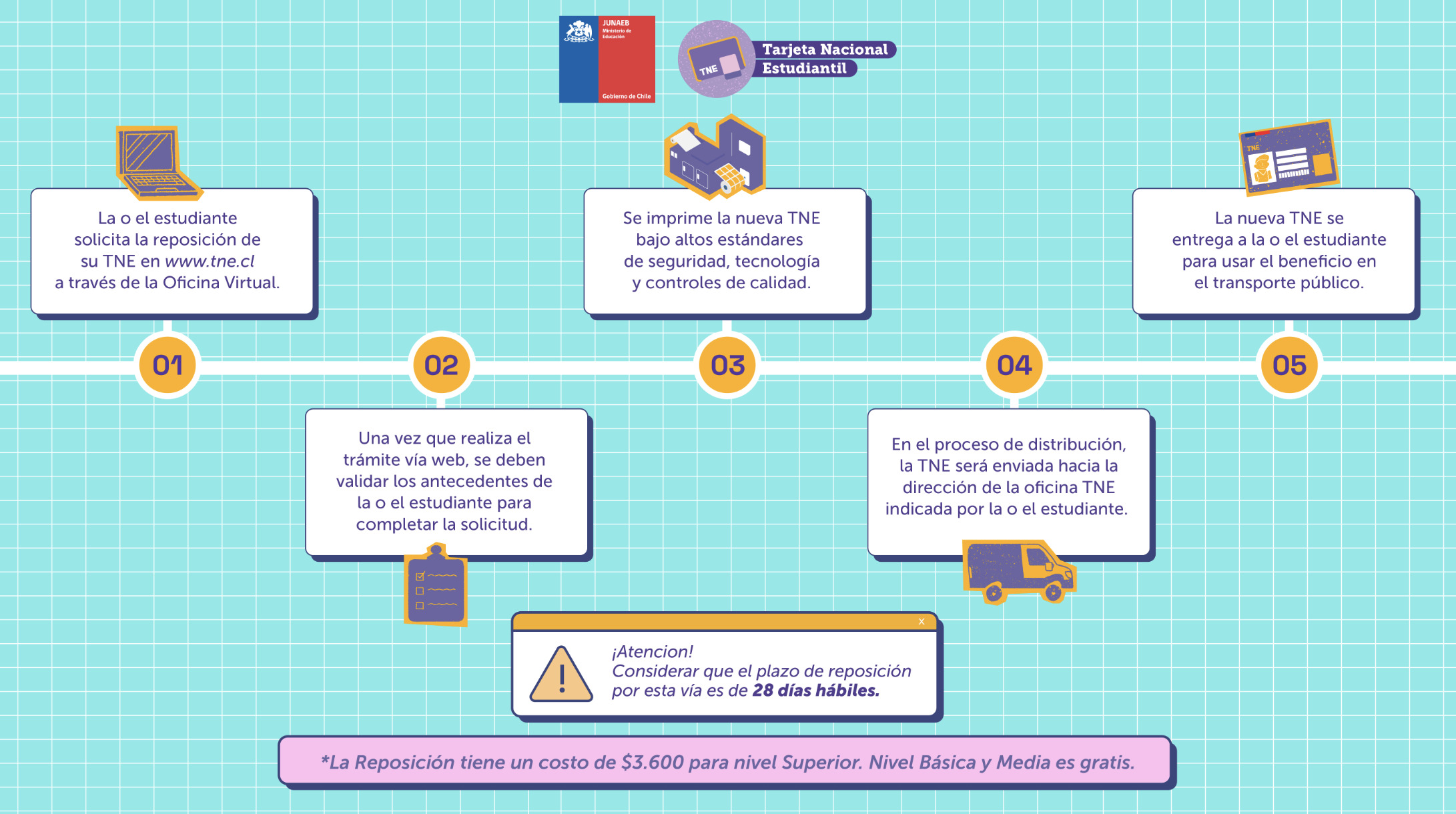 Tarjeta Nacional Estudiantil, TNE: reponer