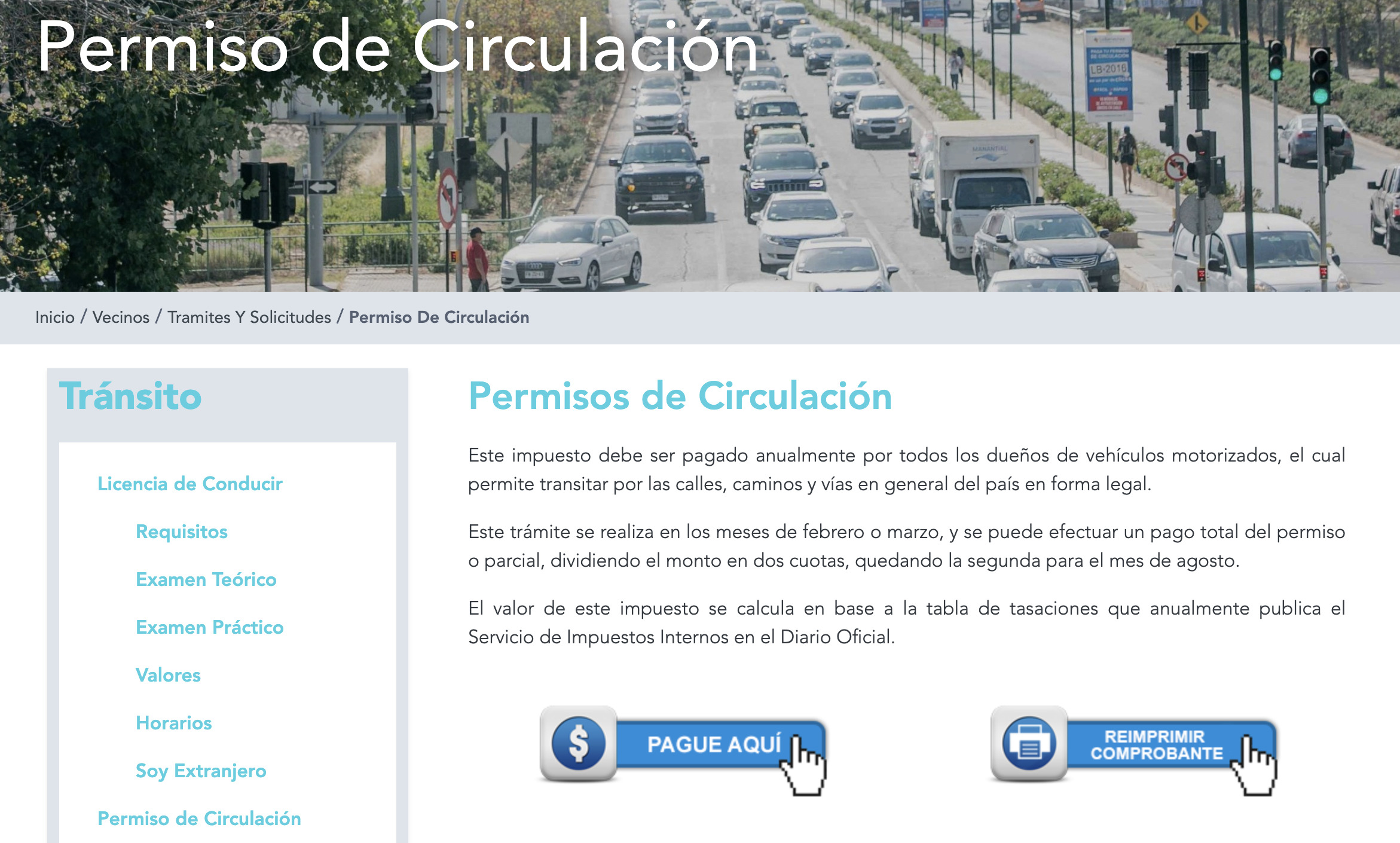 Permiso de circulación en Lo Barnechea en 2026 online