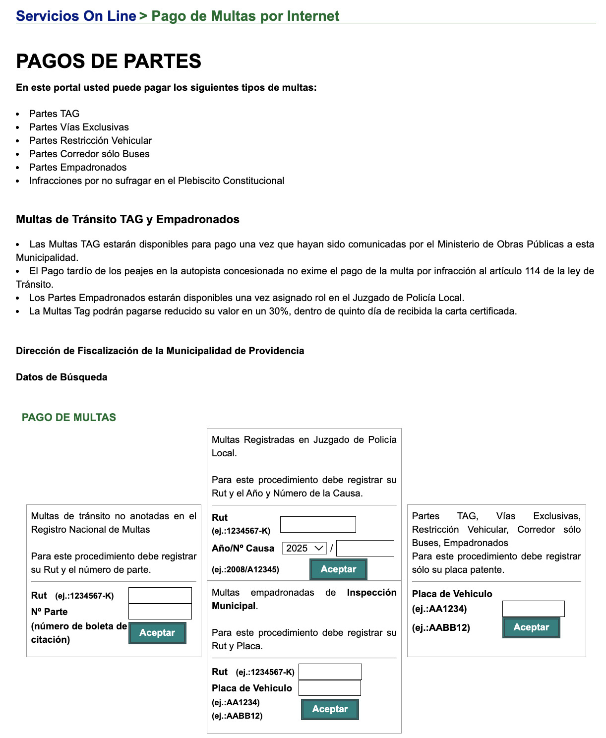 Pagar multa en el Juzgado de Policía Local en Providencia online